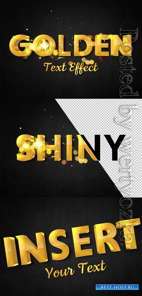 3D Gold Text Effect with Spark Elements