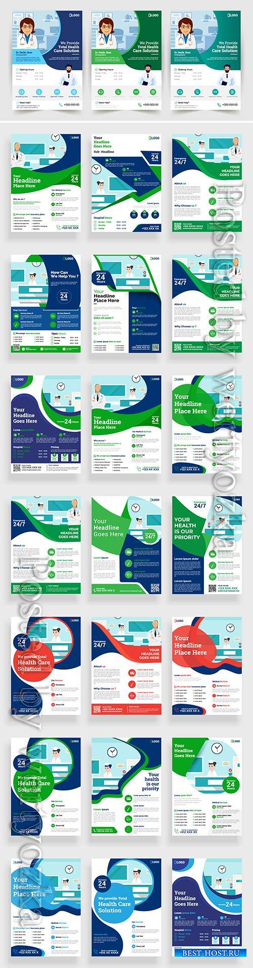 Medical flyer vector poster design layout background