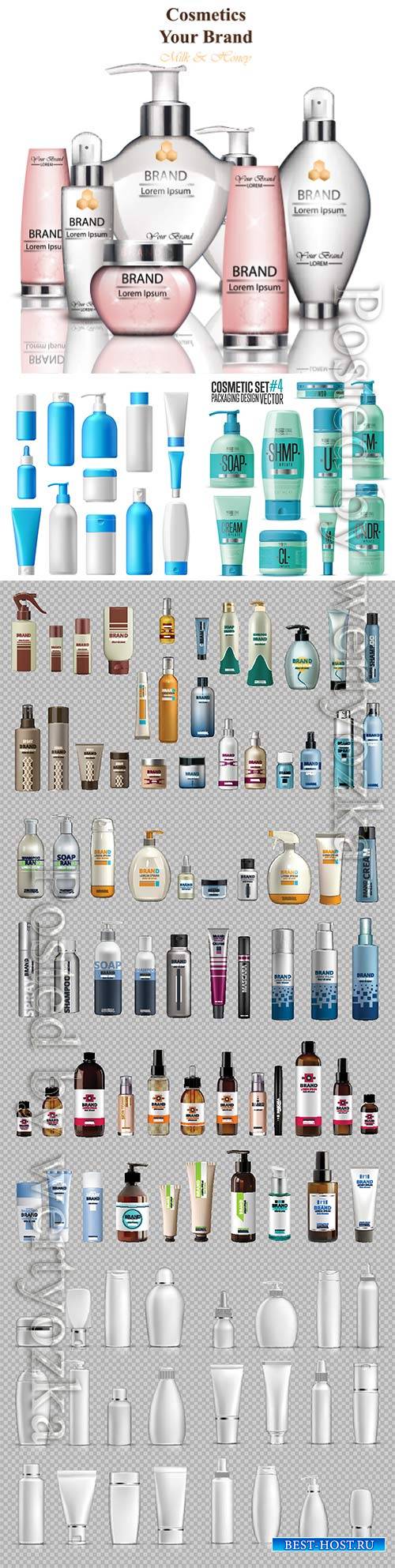 Cosmetic brand template, realistic bottle mock up set