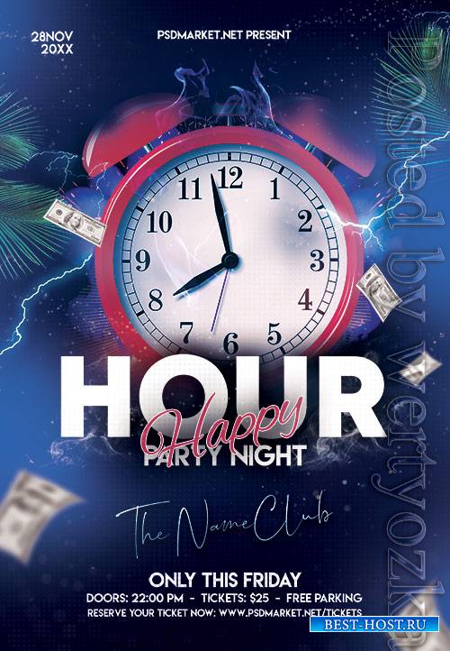 Happy hour party night - Premium flyer psd template