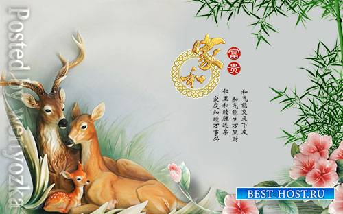 3d deer home and rich tv background wall decoration
