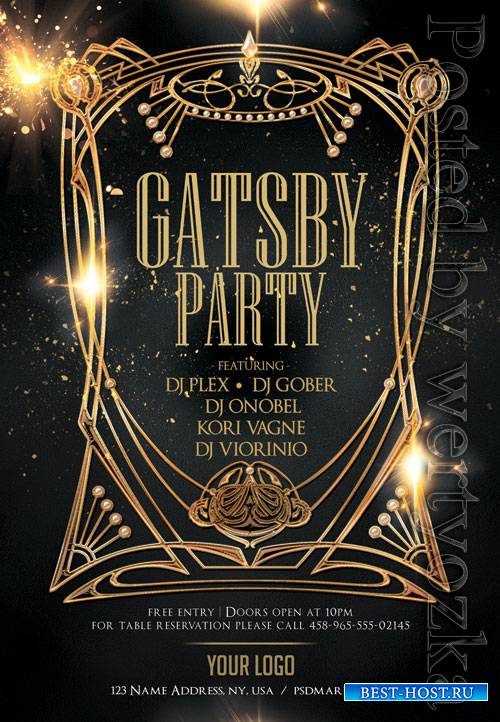 Gatsby party event - Premium flyer psd template