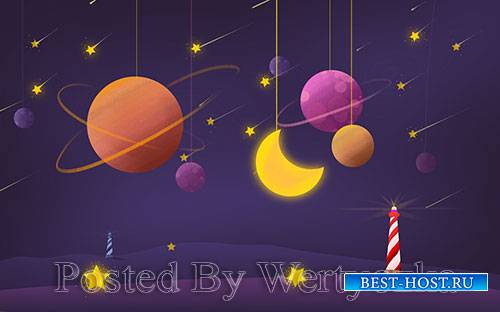 3D models template hand painted space planet moon stars dream