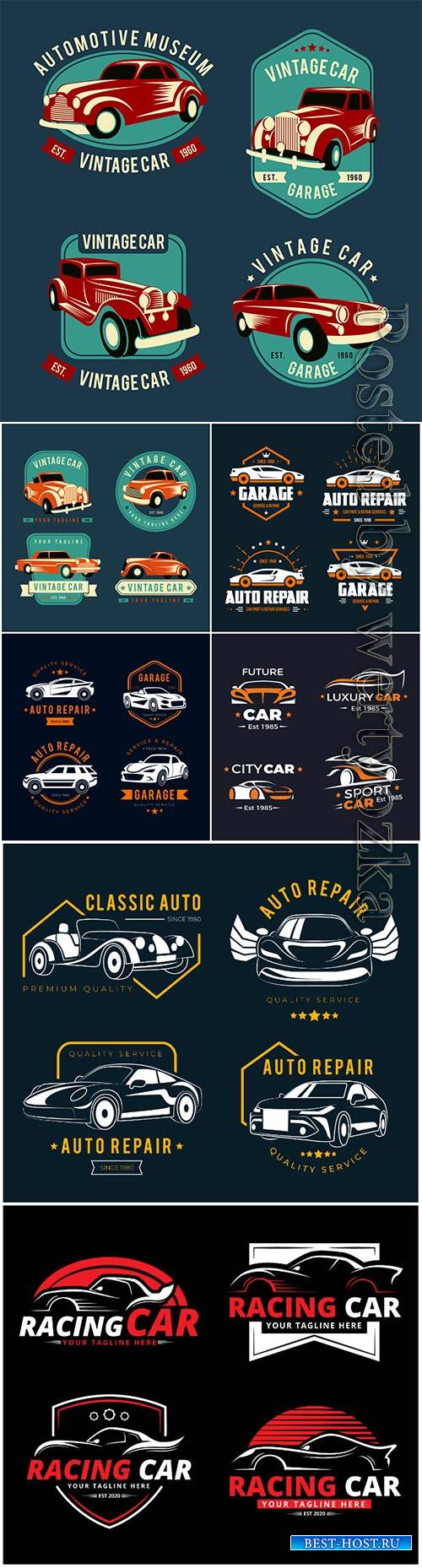 Flat design car logo vector collection