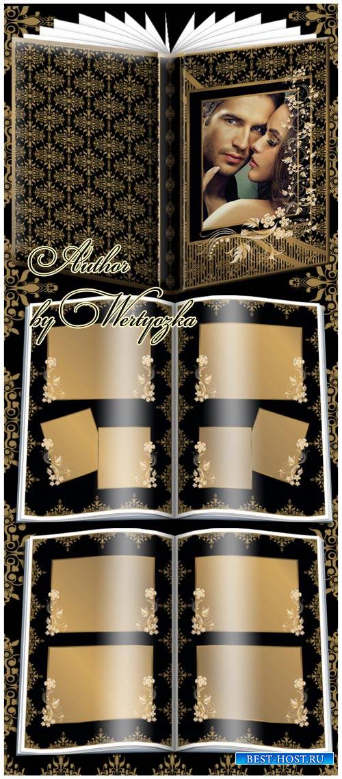 Beautiful photo album in black and gold design Beautiful photo album in black and gold design