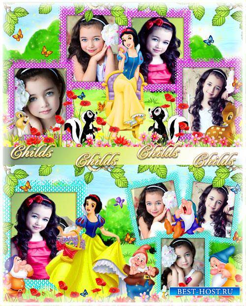 Children's photo album with fairy-tale characters Snow White and the Seven Dwarfs