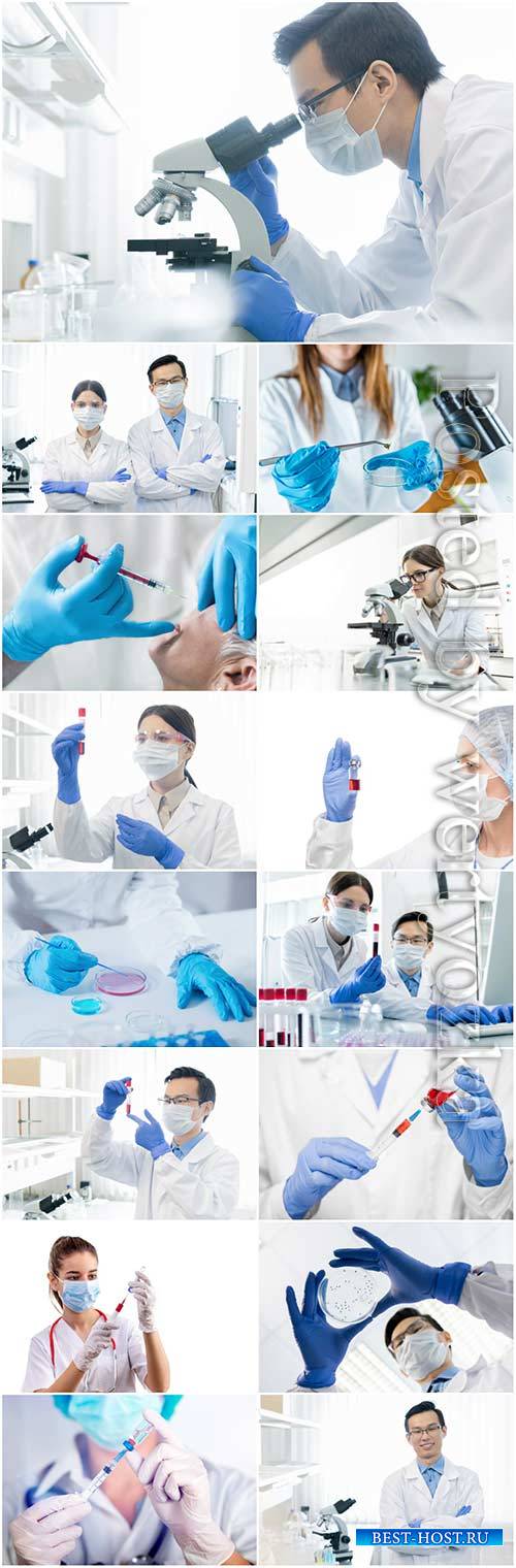 Medicine, doctors in the laboratory stock photo set