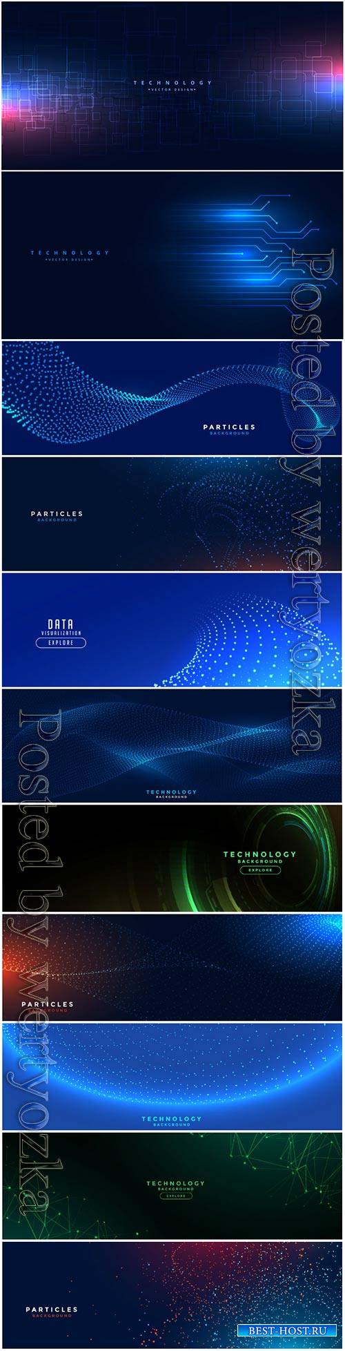 Digital technology network lines mesh vector banner