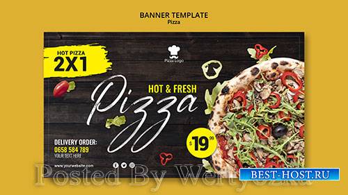 Pizza restaurant horizontal banner template