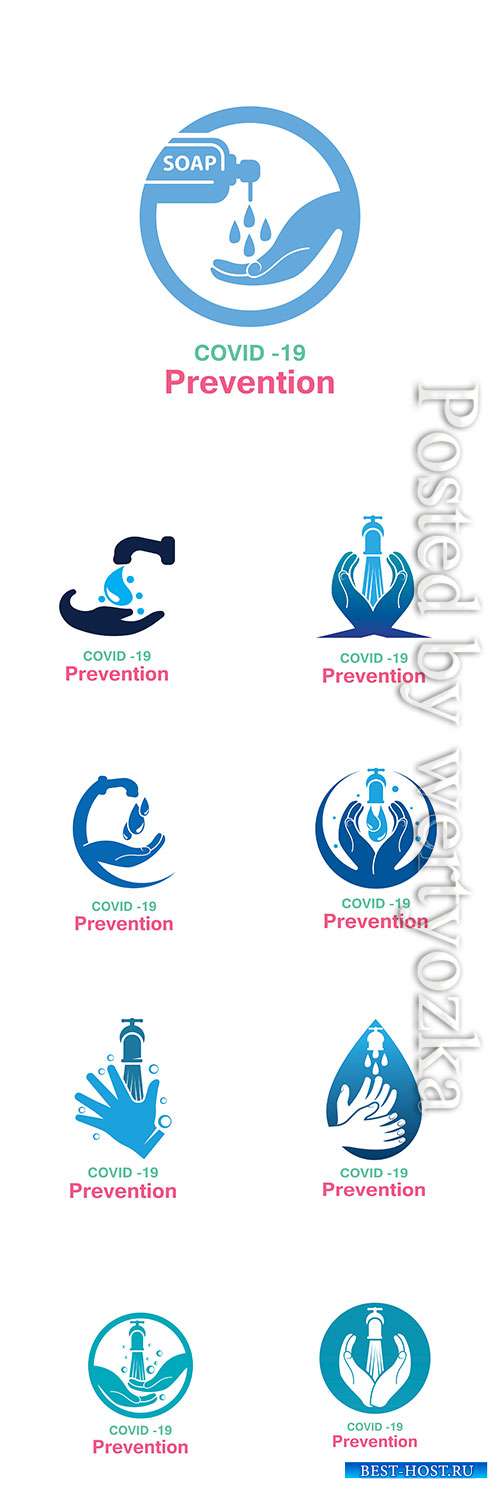 Washing your hands prevention methods Covid-19, virus corona template vecto ...