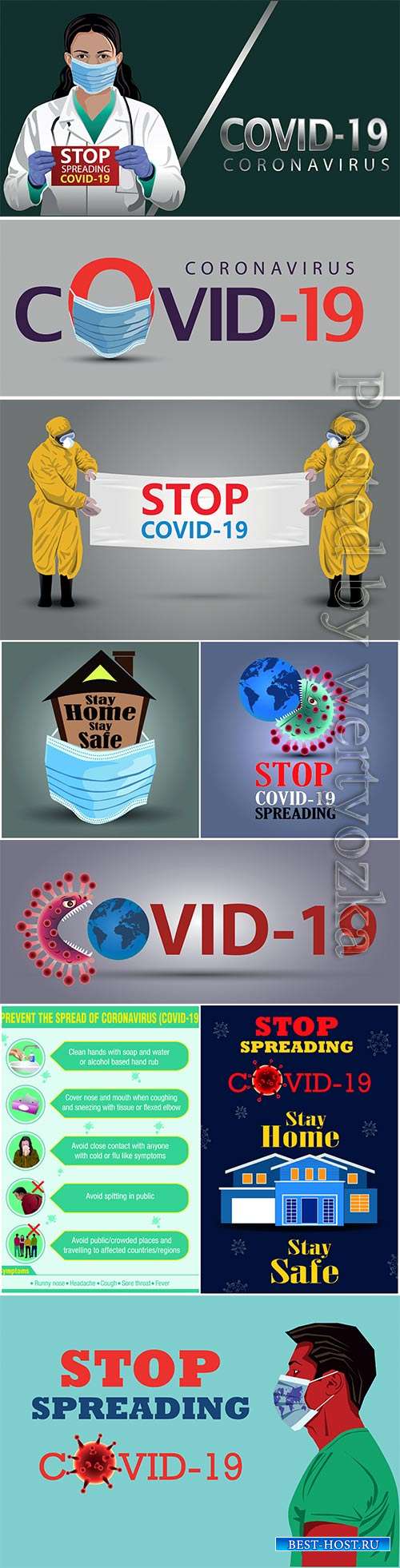 COVID 19, Coranavirus vector illustration sets # 15