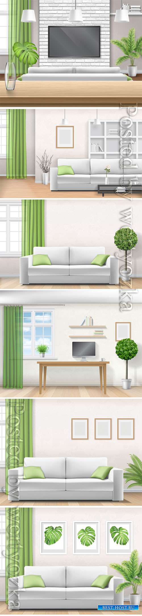 Realistic home interior vector template # 5