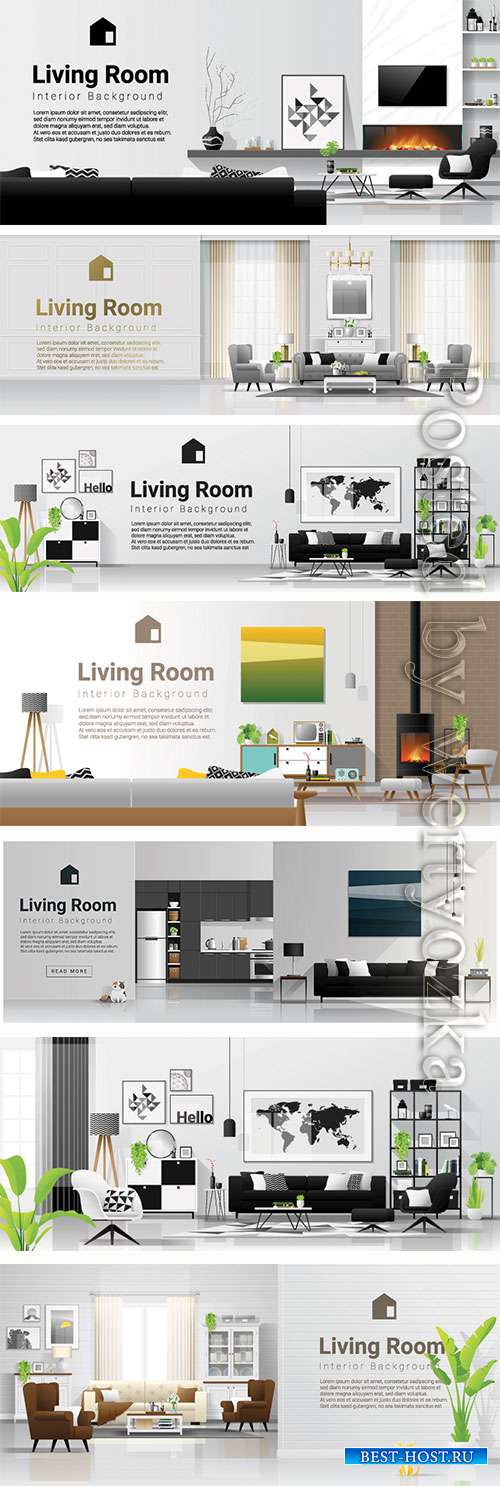Realistic home interior vector template