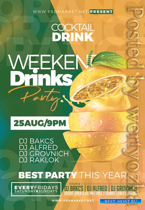 Weekend drinks - Premium flyer psd template