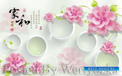 3D psd models home and rich three dimensional flower circle luxury jewelry wall
