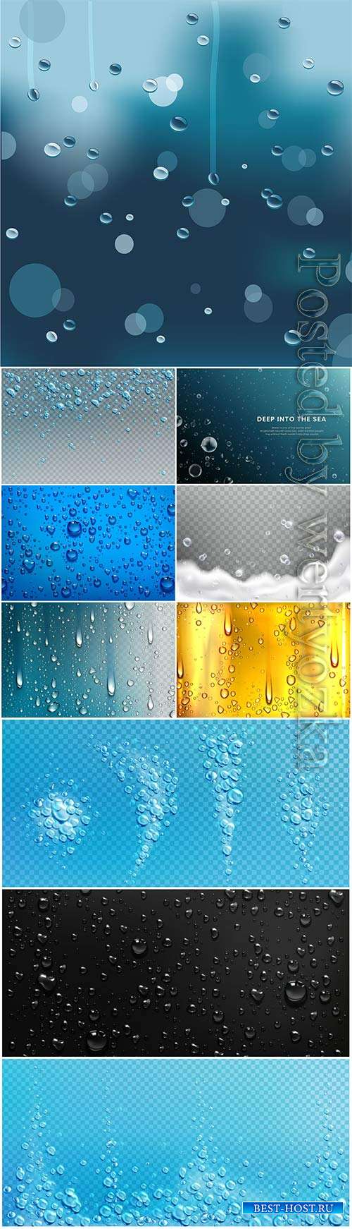 Water droplets vector background