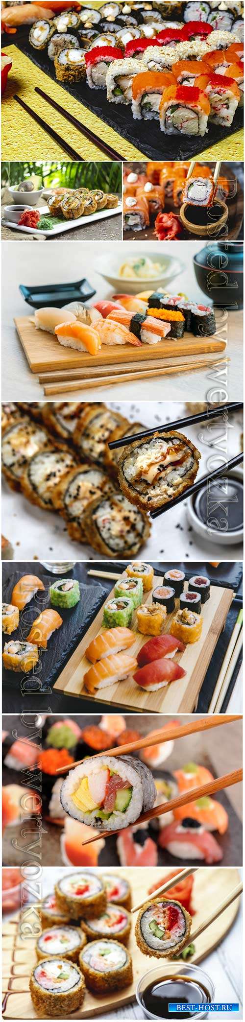 Sushi roll sets with wasabi sauce