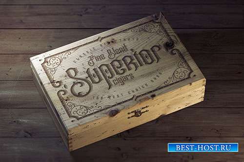 Vintage wooden box mockup