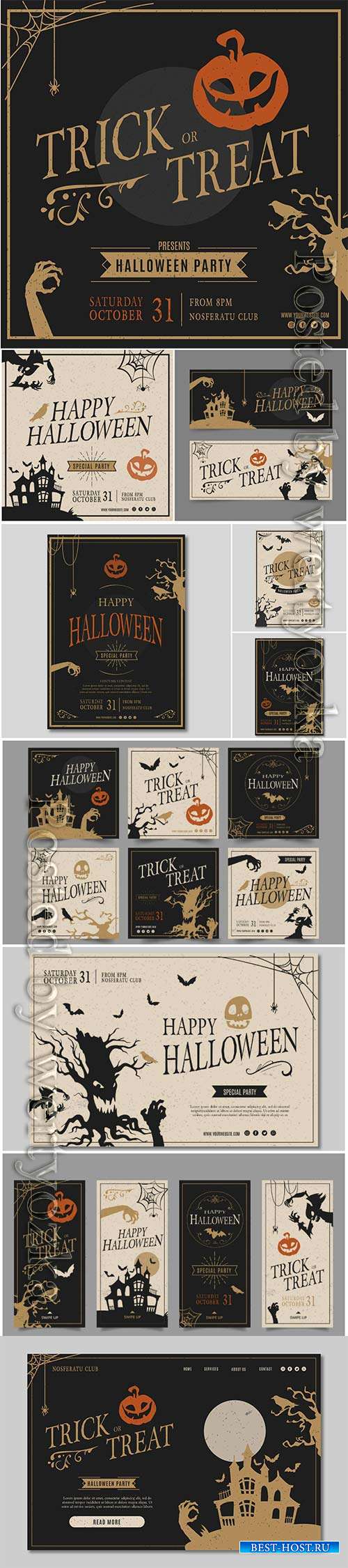 Halloween party squared flyer template
