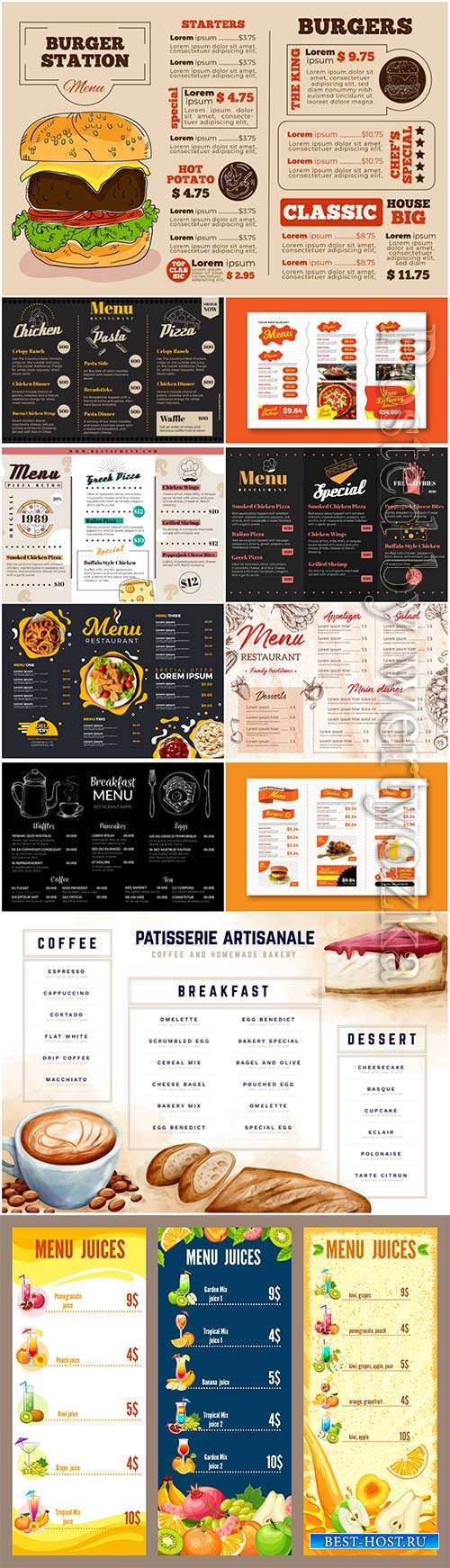 Digital restaurant menu template