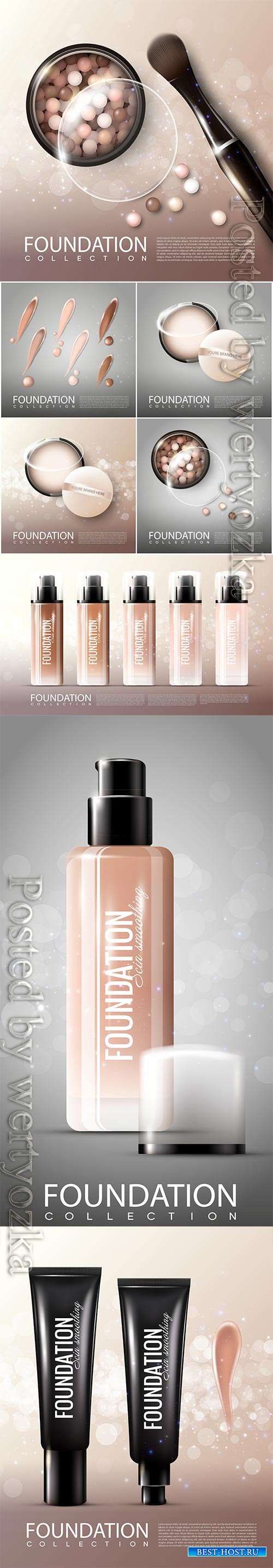 Realistic cosmetic products advertising vector template 2