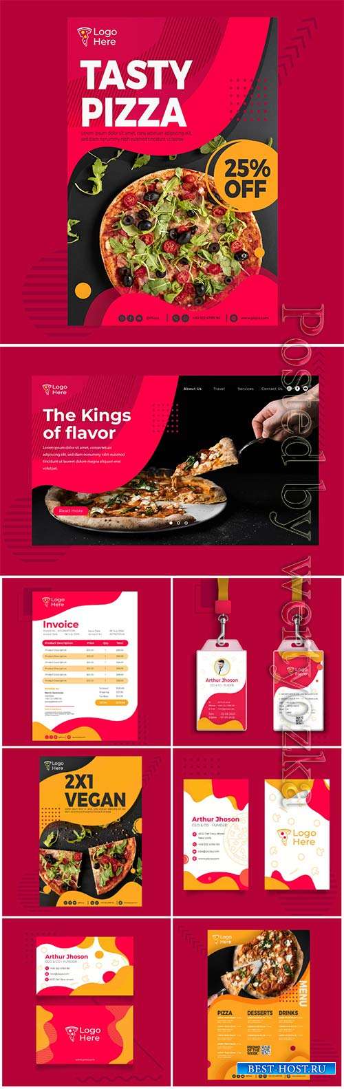 Menu vector template for pizza restaurant