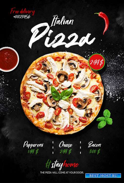 Italian Pizza Delivery - Premium flyer psd template