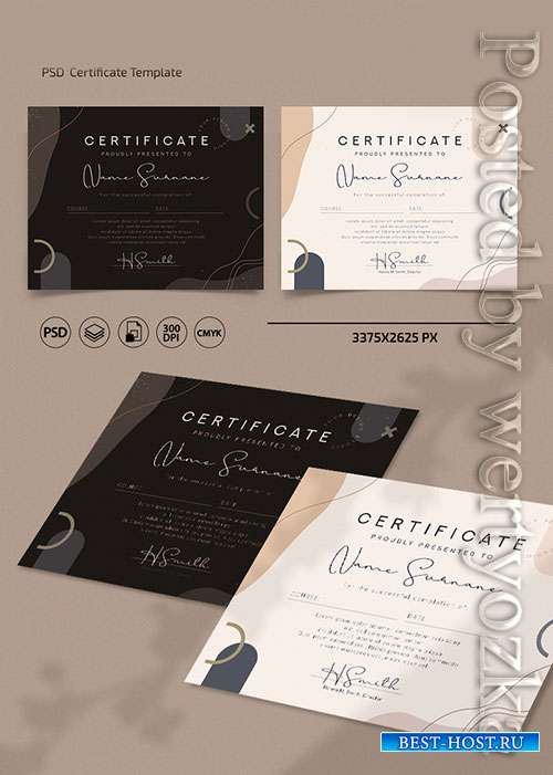 Certificates and diplomas templates in psd