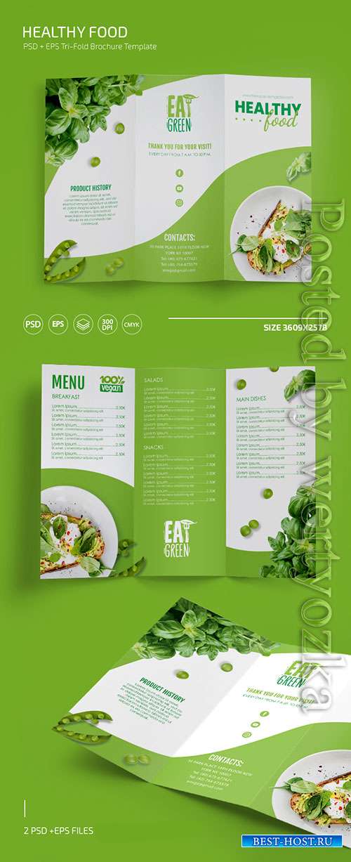 Healthy food menu templates in psd