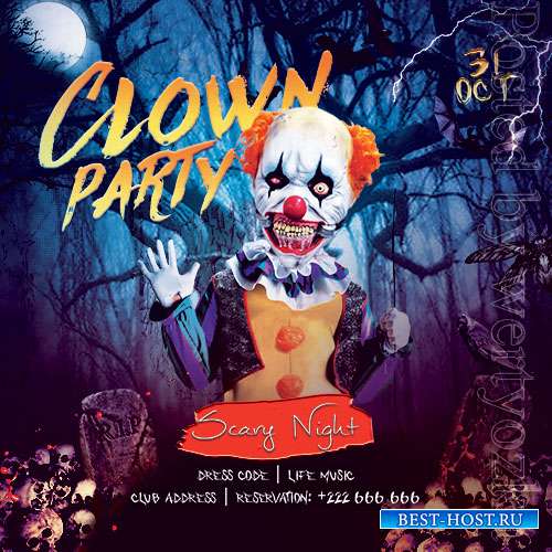 Clown Party Flyer PSD Template