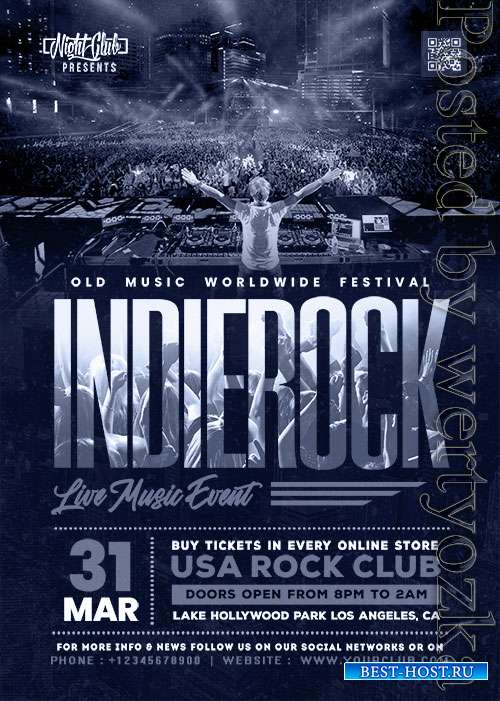 Indie Rock Live Music Event PSD Flyer Template