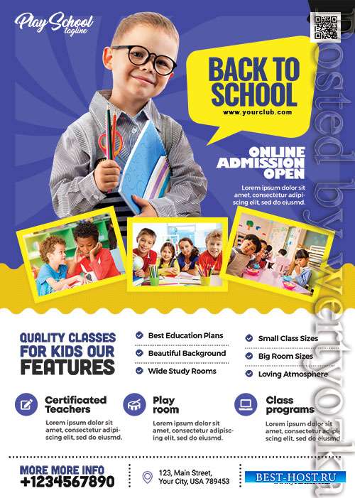School Kids Admission Open Flyer PSD Template