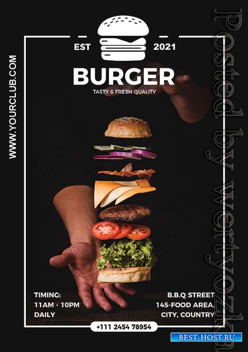 Burger Restaurant Poster Design Psd Template