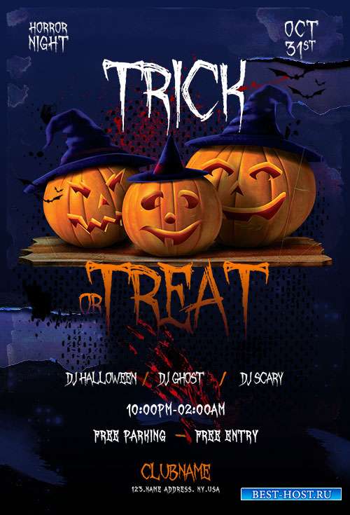 Trick or Treat Halloween Flyer Template PSD