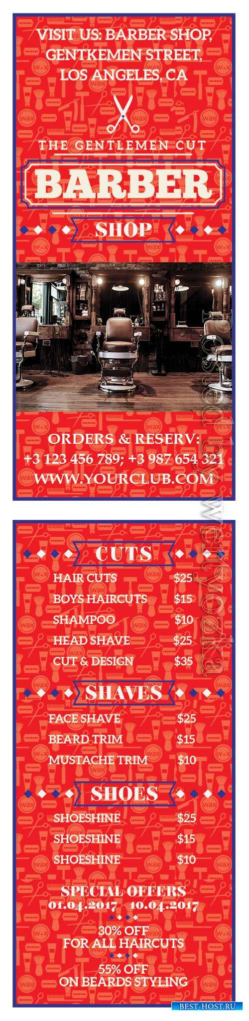 Barber shop psd flyer template