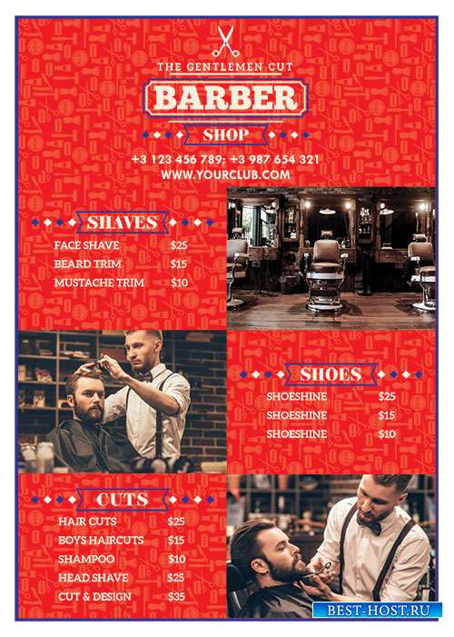 Barber shop flyer psd template