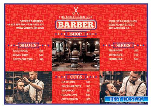 Barber shop flyer psd template vol2