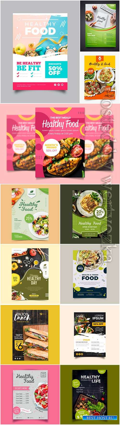 Healthy food flyers in vector