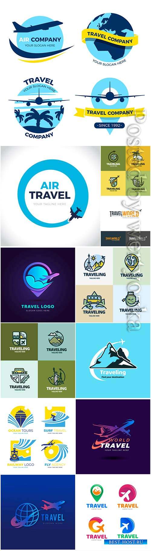 Travel and vacation logos in vector