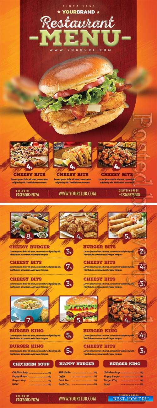 Food menu card design psd