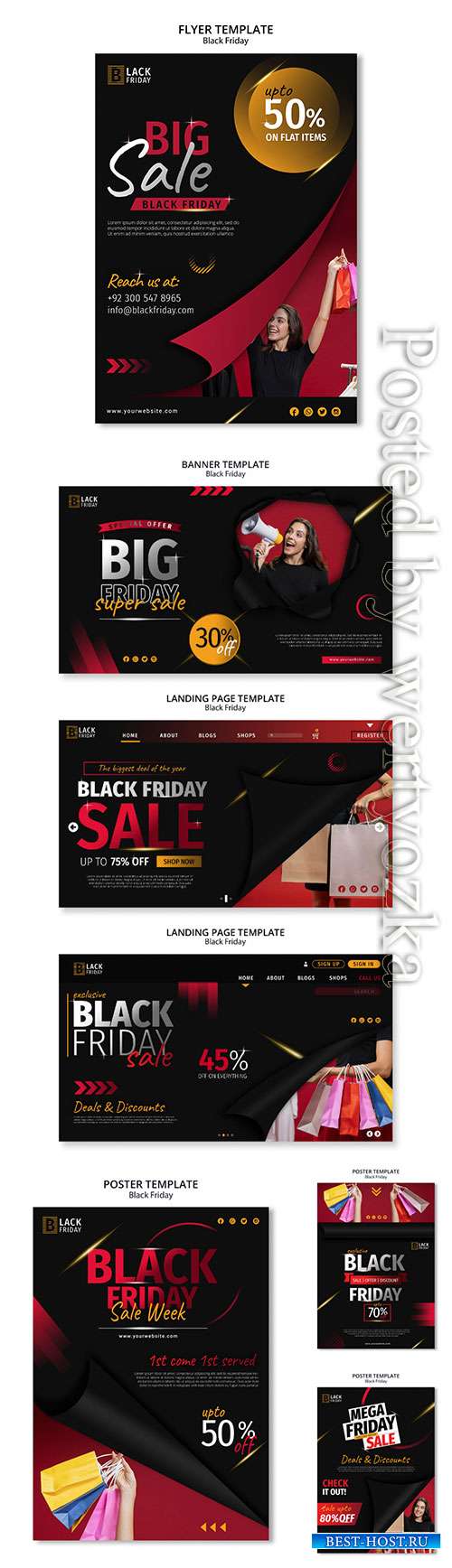 Black friday concept landing page template