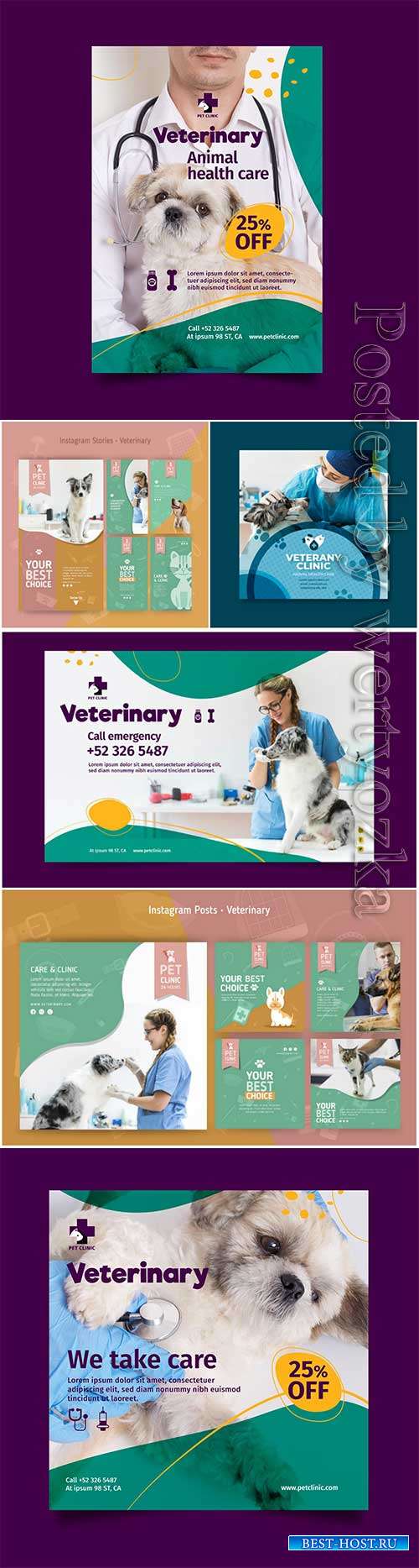 Veterinary banner template with photo