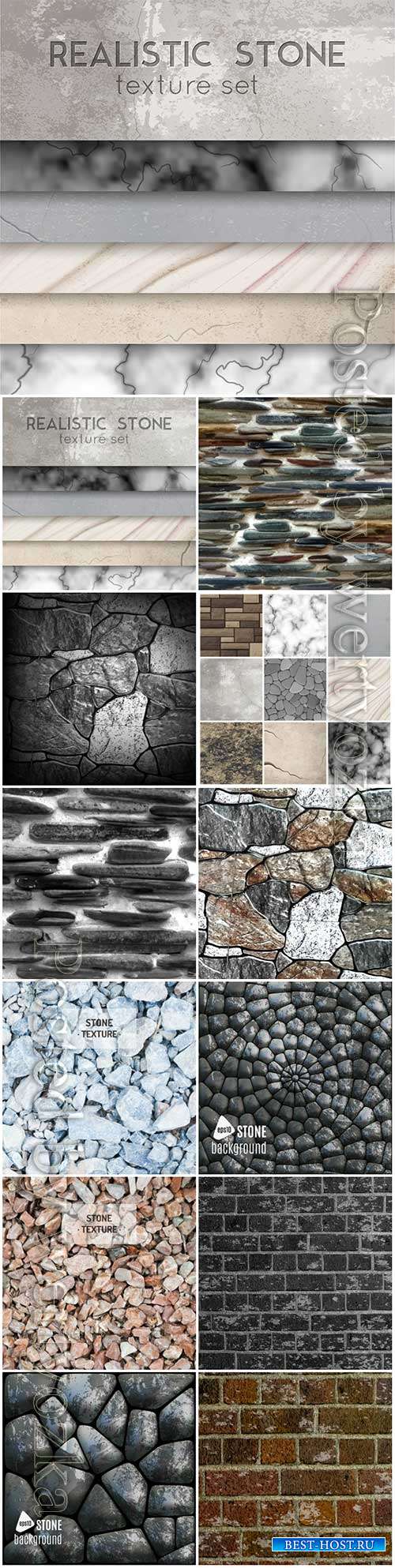 Realistic stone texture patterns collection