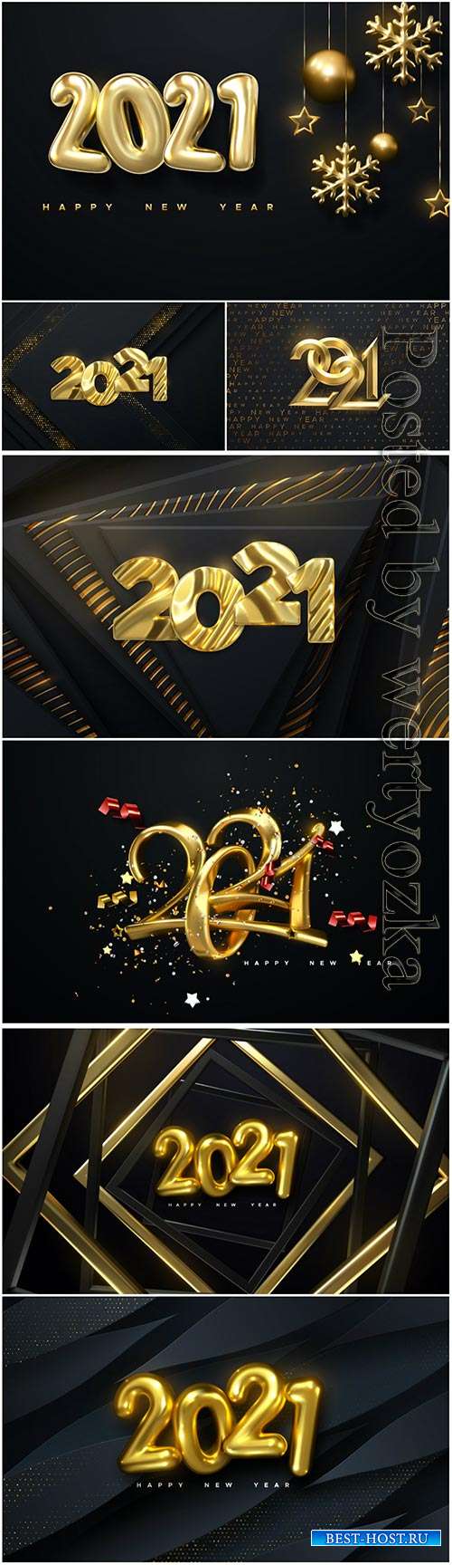 Happy new 2021 year, golden numbers on black background textured