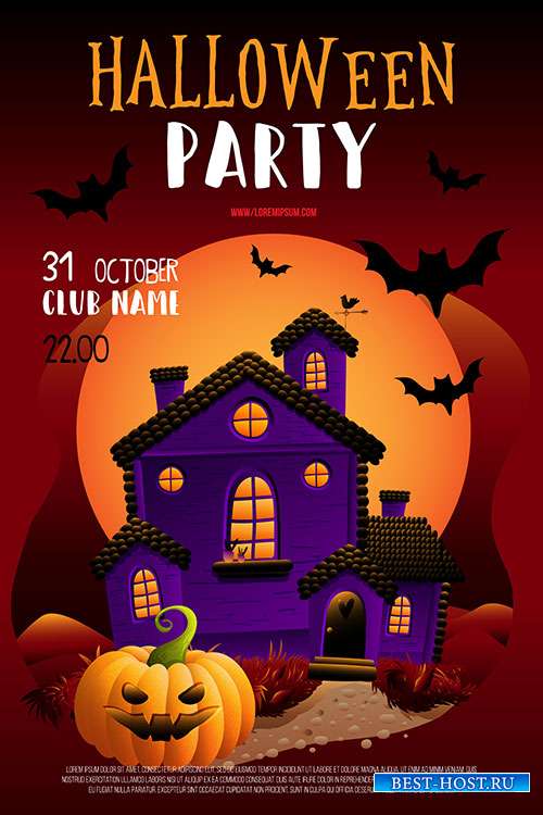 Halloween party poster or flyer with halloween elements