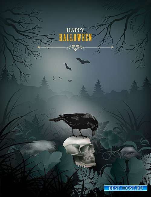 Halloween night scene with skull