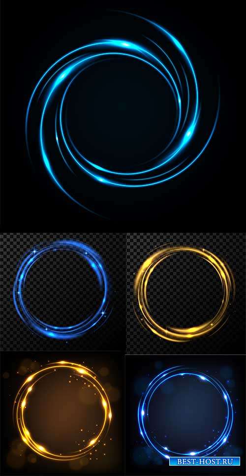 Золотые и голубые световые круги - Векторный клипарт