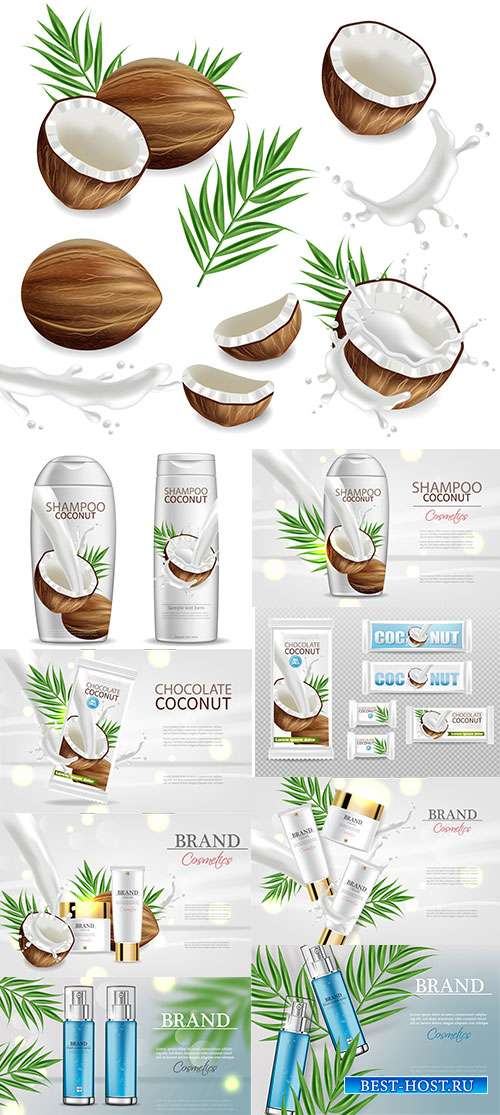 Парфюмерия на кокосовом молоке - Векторный клипарт
