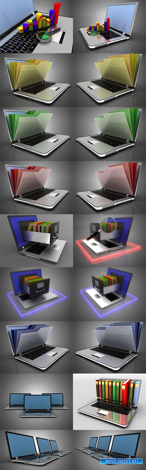 Ноутбук в 3D проекции - Растровый клипарт