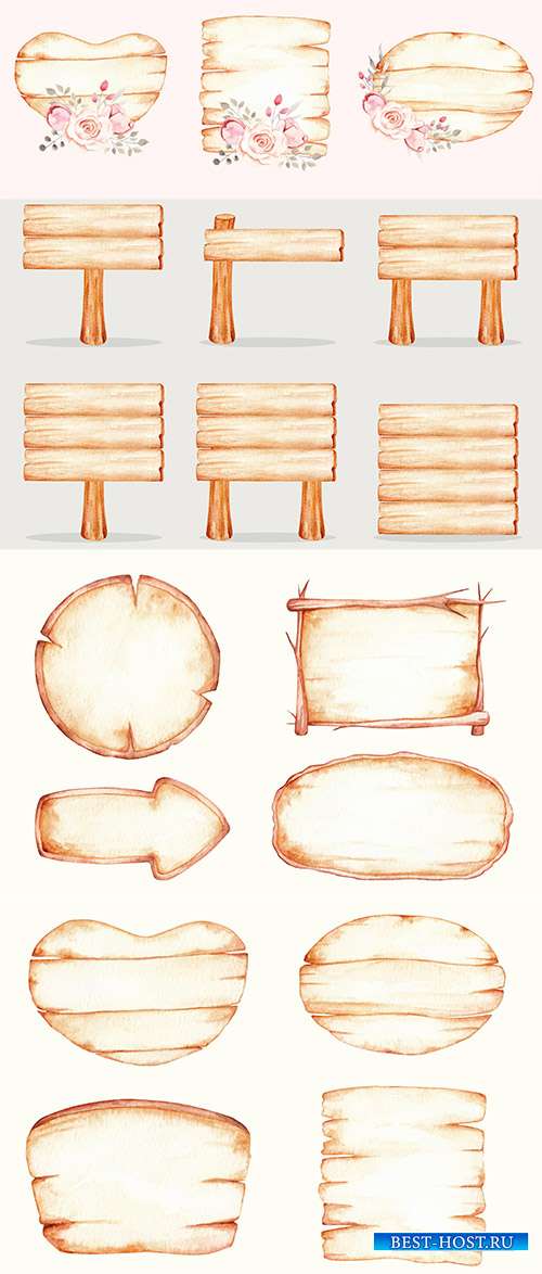 Разнообразные деревянные рамки - Векторный клипарт